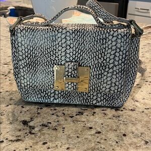 India Hicks Black and White Crossbody Bag with Gold Detail